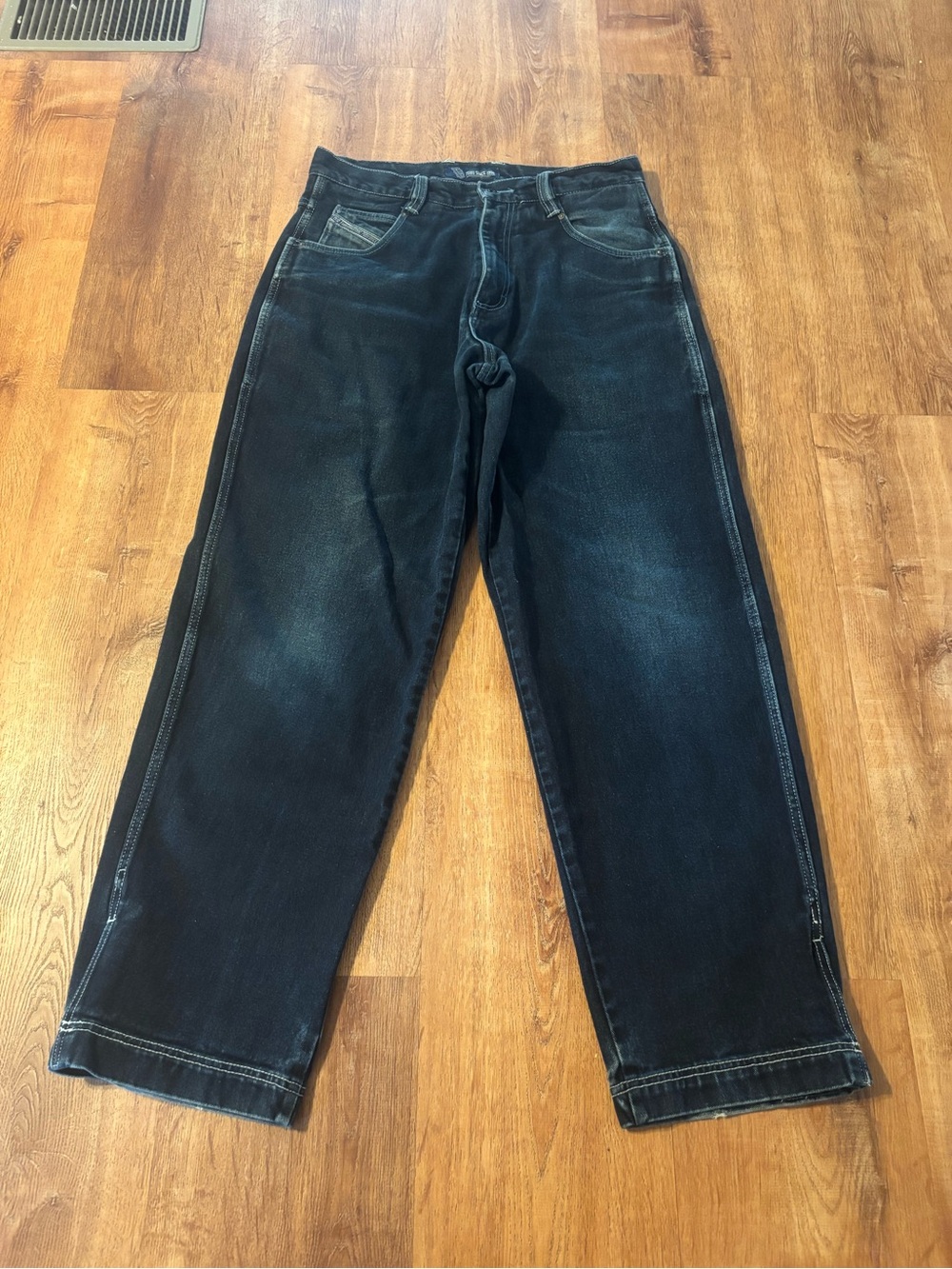 Fubu Varsity Y2K Jeans Mens 34x31 Blue Wide Leg Baggy Pocket Cotton